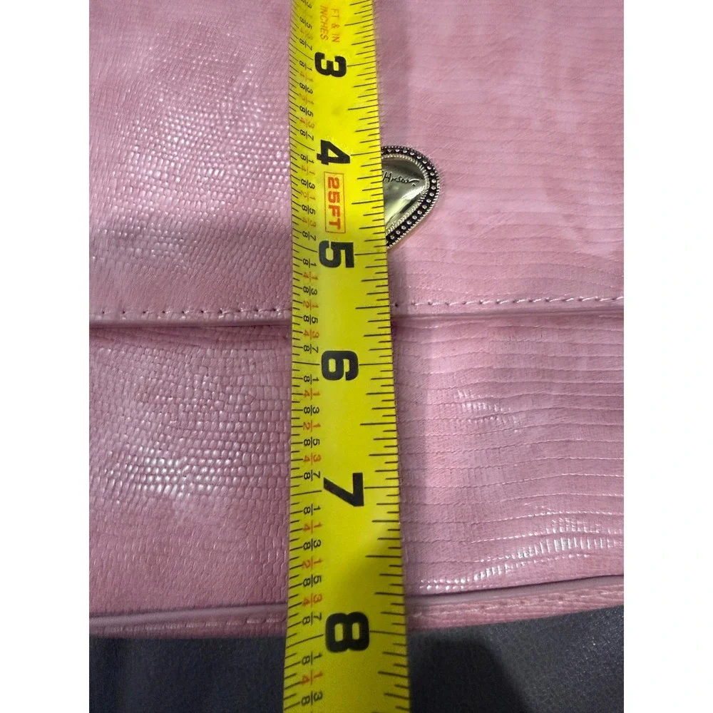 Betsey Johnson‎ Pink Lizard Embossed Heart Logo Top Handle Crossbody Bag Satchel